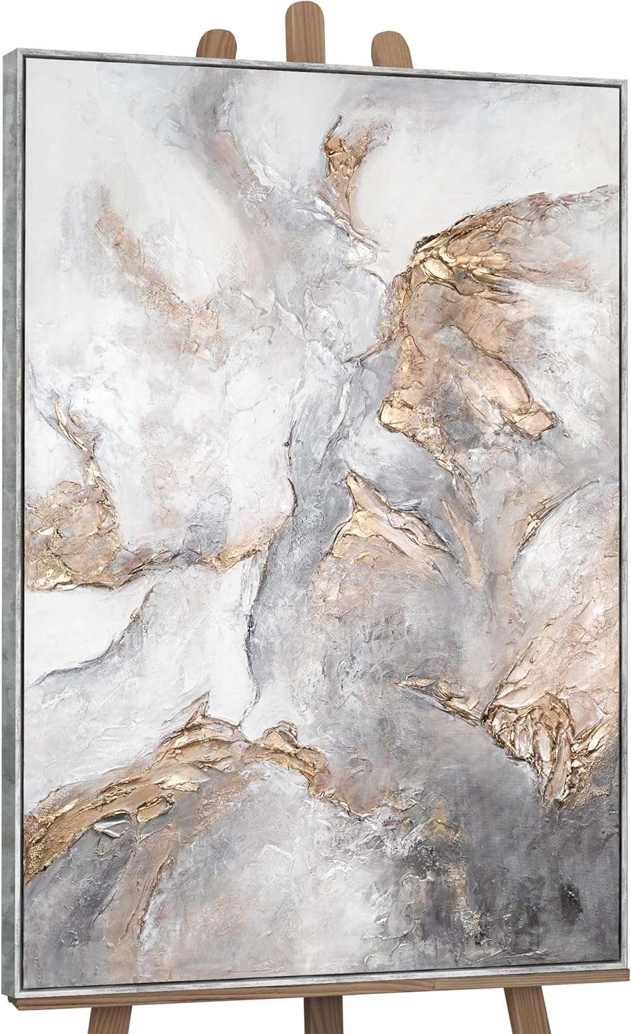 YS-Art XXL Abstrakt Acryl Gemälde auf Leinwand mit Rahmen Gelassenheit handgemalte Wandbilder Wohnzi