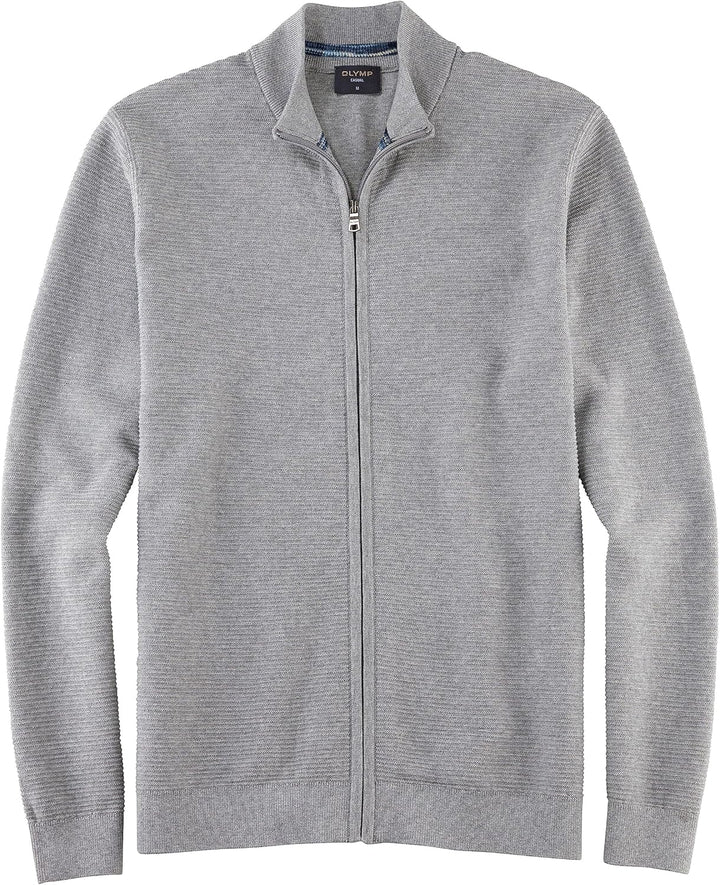 OLYMP Herren Strickjacke Casual Strick,Uni,Regular fit M Grau 62, M Grau 62