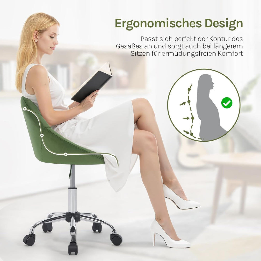 WOLTU Homeoffice Stuhl, Bürostuhl ergonomisch, Schminkstuhl drehbar, Drehstuhl mit Rollen, Schreibti