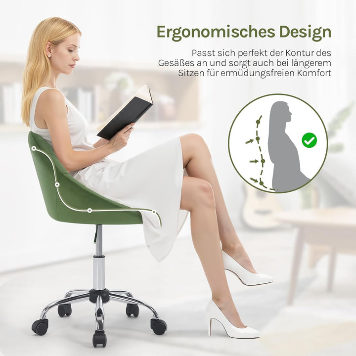 WOLTU Homeoffice Stuhl, Bürostuhl ergonomisch, Schminkstuhl drehbar, Drehstuhl mit Rollen, Schreibti