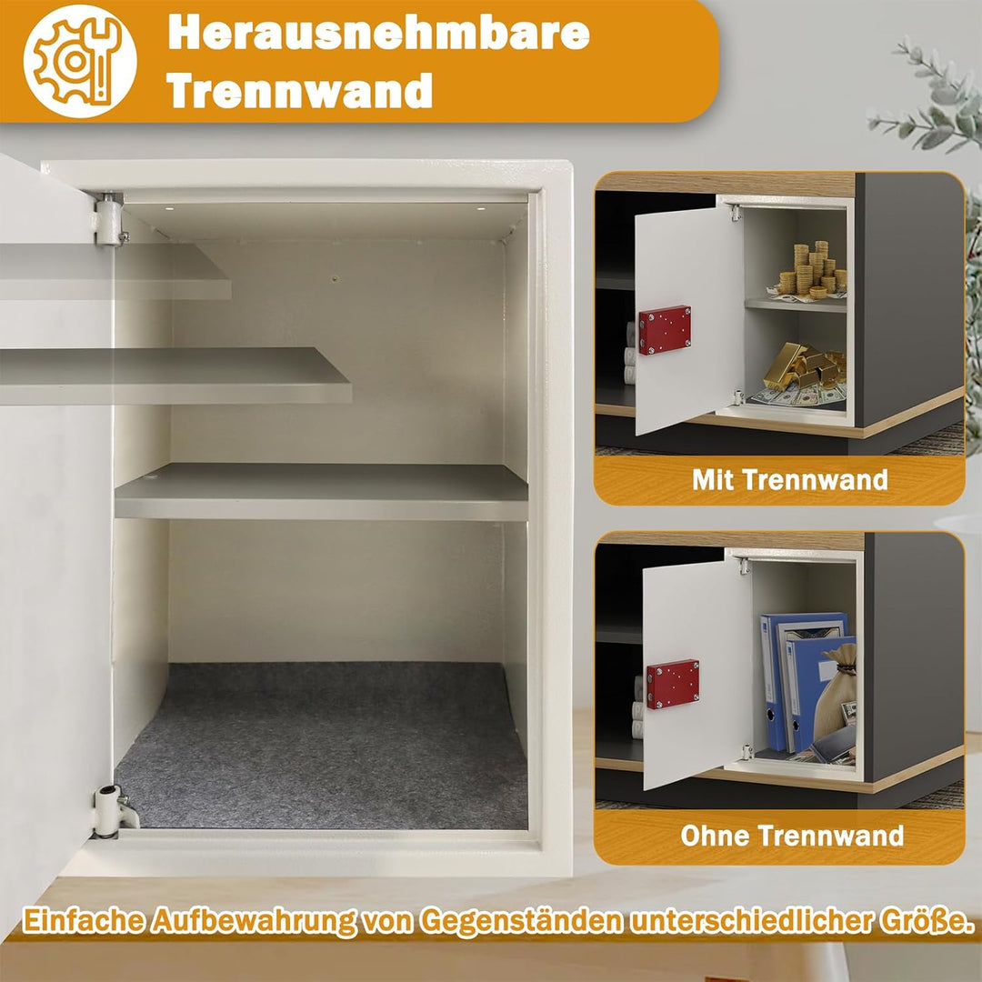 UISEBRT Safe Tresor Möbeltresor mit Doppelbartschloss - Schlüsseltresor Abschliessbarer Schrank Geld