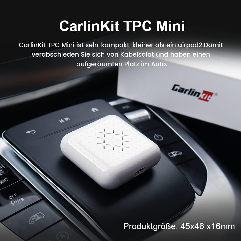 CarlinKit 3.0 Mini Wireless CarPlay Adapter für werkseitig verkabelte CarPlay Autos, kompatibel mit