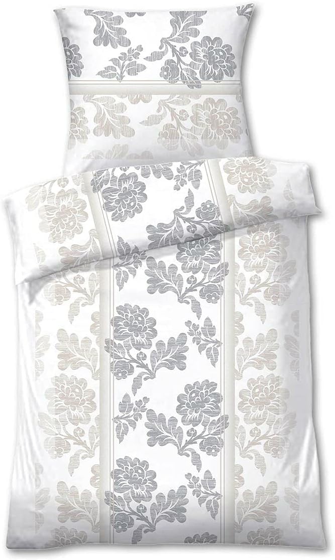 Traumschlaf Frottee Bettwäsche Franka Silber Creme 1 Bettbezug 155 x 220 cm + 1 Kissenbezug 80 x 80