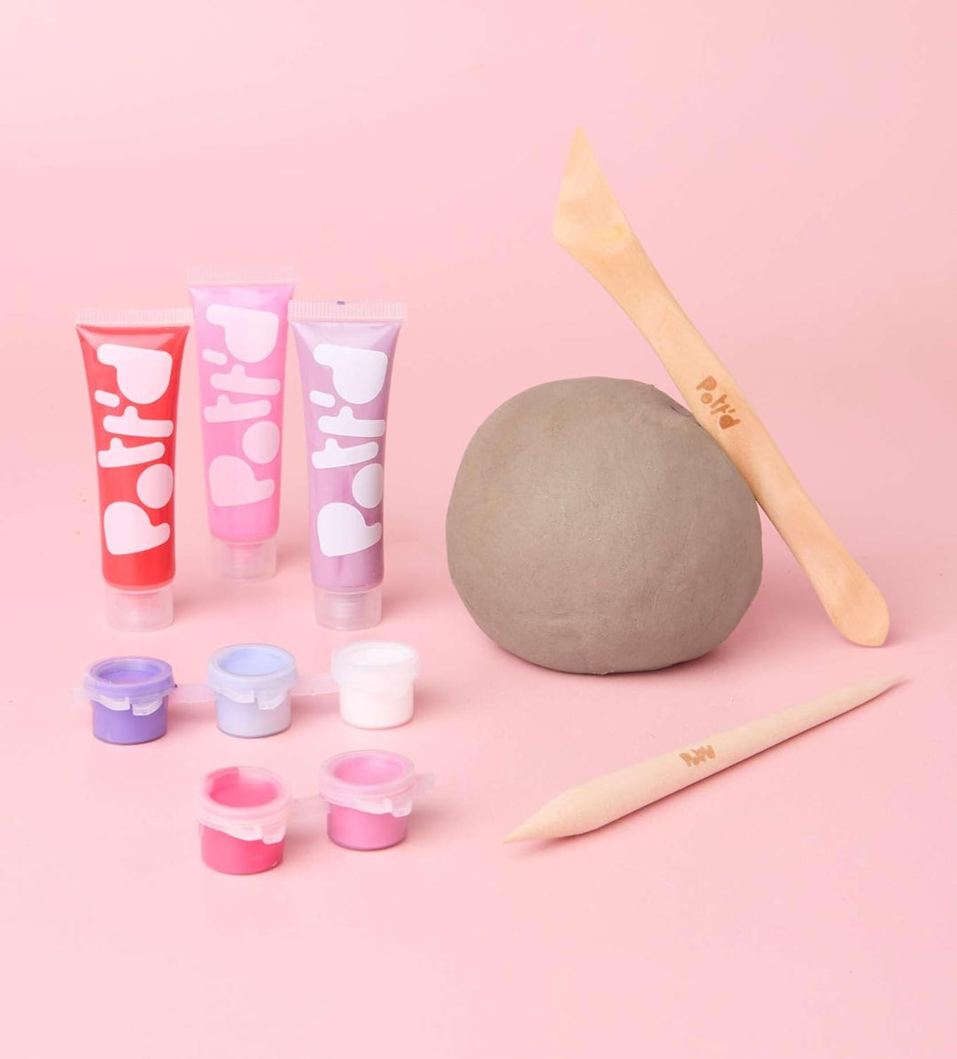 Pott'd Mini-Töpfer-Sets | Lufttrocknendes Töpferset für Erwachsene | Mit Farben, Töpferwerkzeugen un