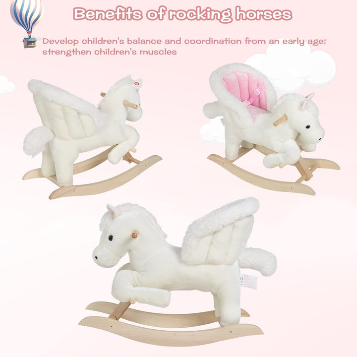WOLTU Schaukelpferd Baby Schaukeltier Schaukelsitz Plüsch Schaukelspielzeug mit Gurt,PP-Baumwolle, W