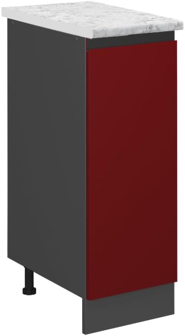 Vicco Apothekerschrank R-Line, Rot/Anthrazit, AP Marmor Rot Apothekerunterschrank 30 cm, AP Marmor,