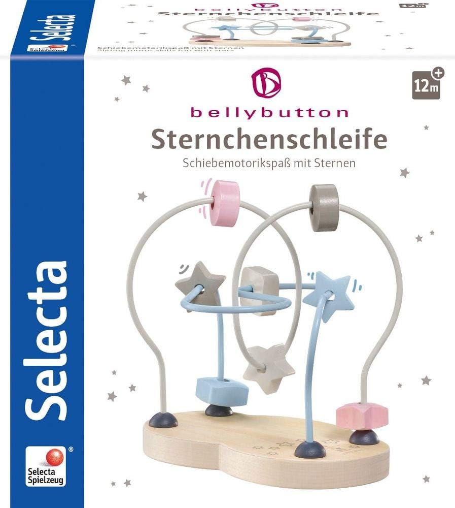 Selecta 64019 Sternchenschleife, Bellybutton, Motorikspielzeug aus Holz, 18 cm, bunt