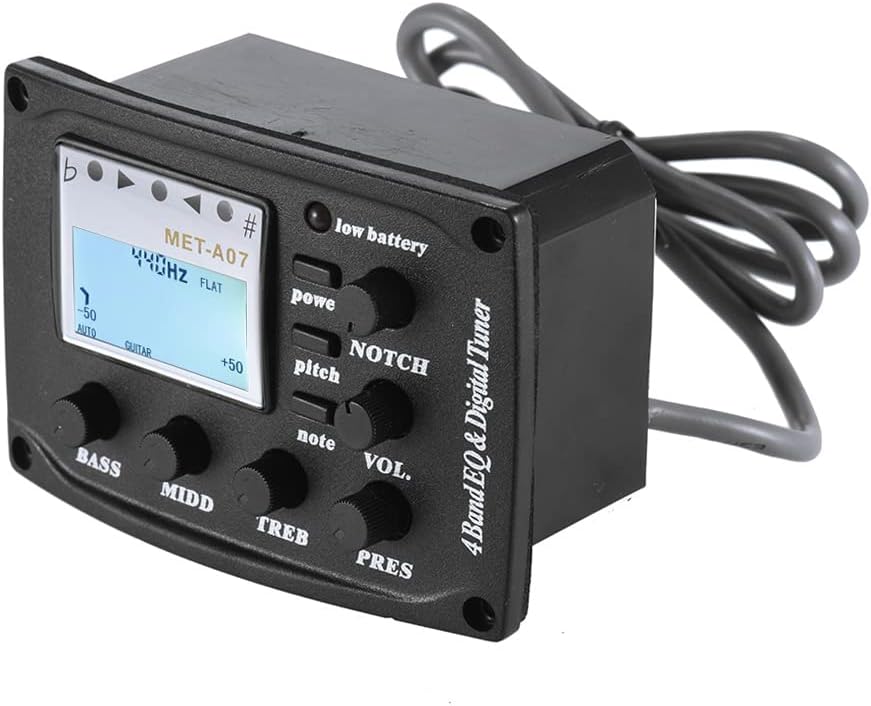 Btuty Tonabnehmer für Akustikgitarre, 4-Band, EQ Equalizer, Ton- und Lautstärke-Verstärker, Vorverst