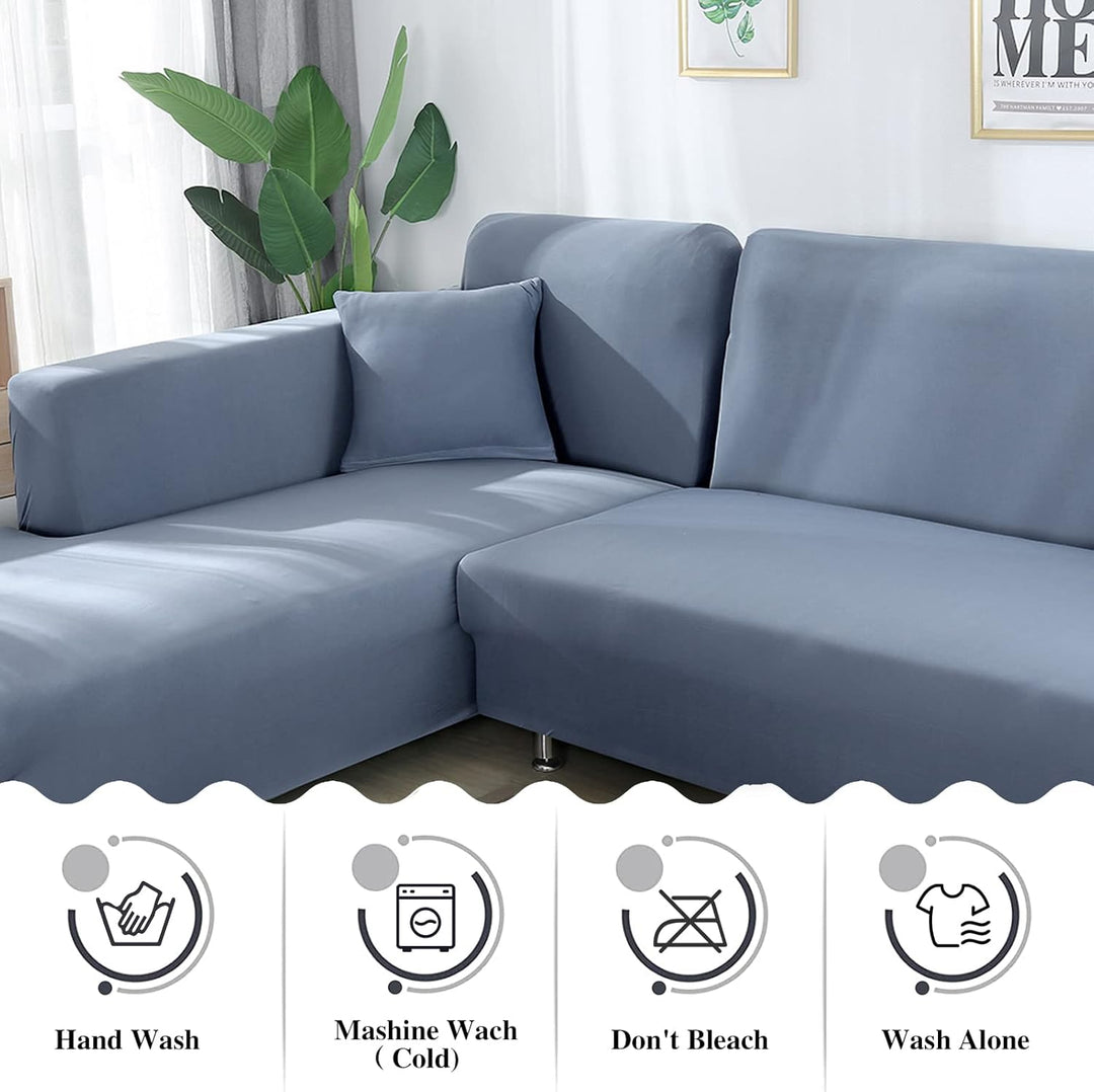 Jaotto Sofa Überwürfe Sofabezug Elastische Spandex Stretch Sofabezüge Couchbezug für L-Form Sofa Uni