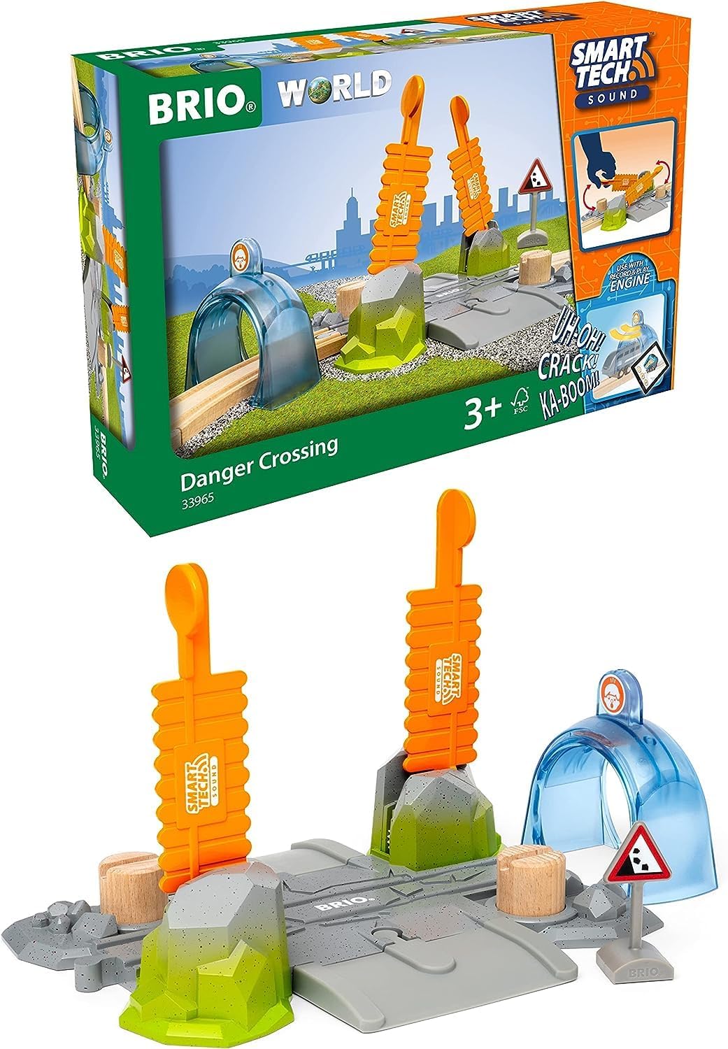 BRIO 33965 Smart Tech Sound Abenteuer-Bahnübergang - Kompatibel mit der Smart Tech Sound Reihe Inter