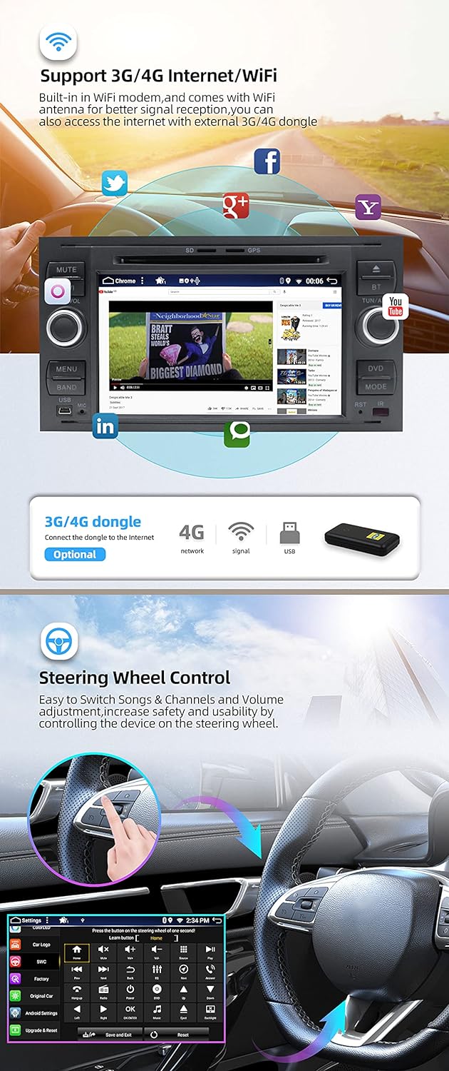 JOYX Android 12 Autoradio Passt für Ford C-Max/Focus/Galaxy/S-Max/Transit/Mondeo - 2 Din - Kamera +