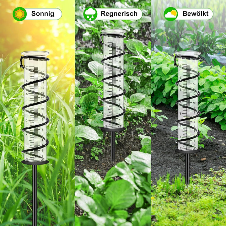 CHIVENIDO 17cm Regenmesser für Garten Frostsicher, Outdoor Regenmesser Glas Regenwassermesser Nieder