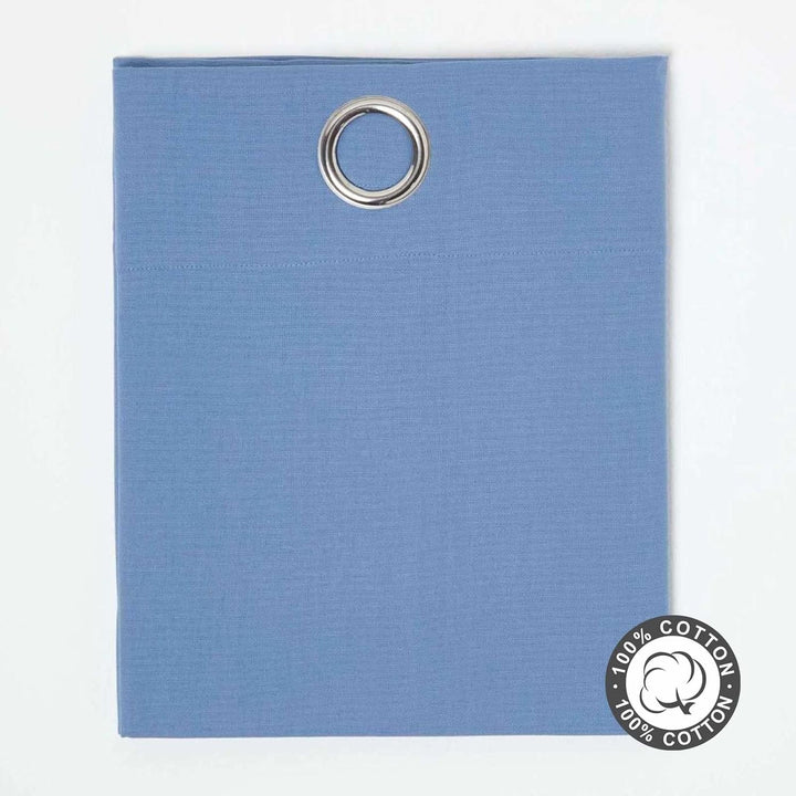 Homescapes 2er Set eifarbige Ösen Gardinen je B137 x L182 cm aus 100% Baumwolle, blickdichte Vorhäng