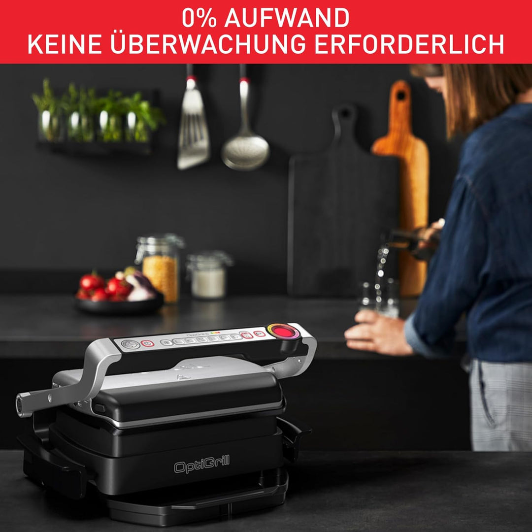 Tefal GC714D OptiGrill+ Kontaktgrill mit Backschale | 2000 Watt | 6 voreingestellte Programme | Auft
