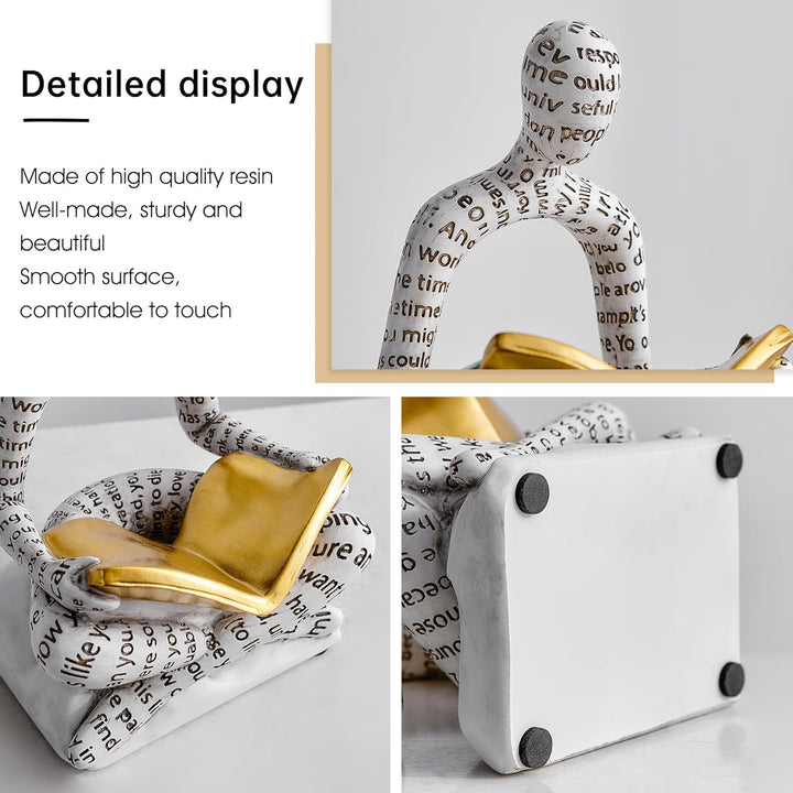 Dekorative Buchstützen für Schwere Bücher, Harzig Leser Skulptur Bücherstütze für Regale Deko, Büche