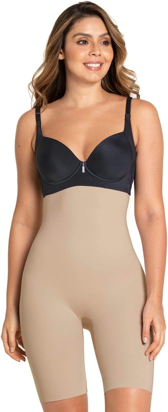 Leonisa Hochtaillierte Miederhose strafft Bauch und Taille, L Beige