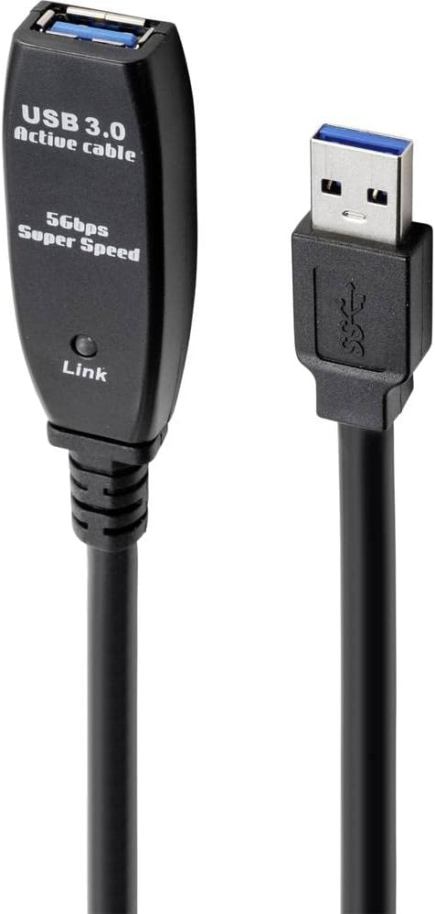 Renkforce USB-Kabel USB 3.2 Gen1 (USB 3.0 / USB 3.1 Gen1) USB-A Stecker, USB-A Buchse 10.00 m Schwar