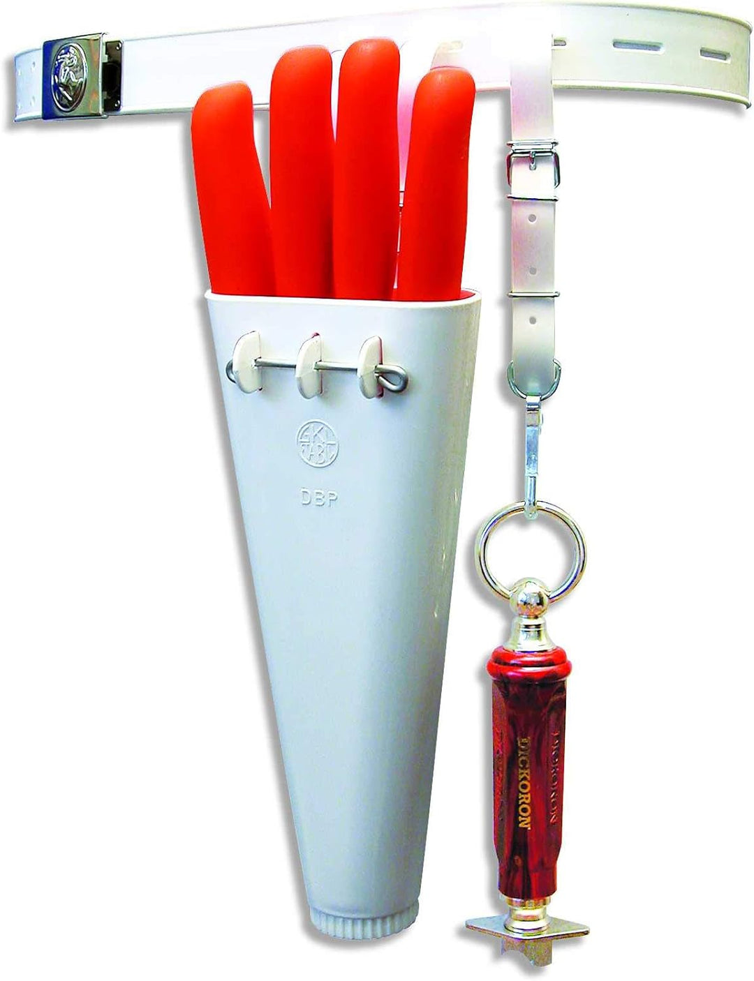 F. DICK Gürtel mit Messerköcher (Köcher für 4 Messer und Riemen für Wetzstahl, Kunststoff,