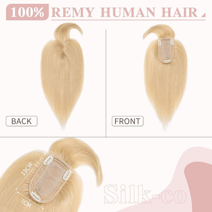 Silk-co Haarteile Echthaar Topper Extensions Echthaar Clip in Extensions Echthaar Glatt Toupet Haarv