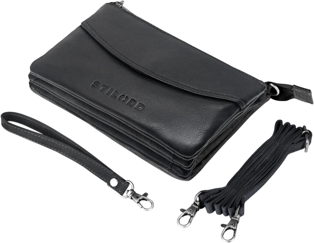 STILORD 'Merle' 3-in-1 Umhängetasche Handtasche Handgelenktasche Leder Elegante Damen Ledertasche mi