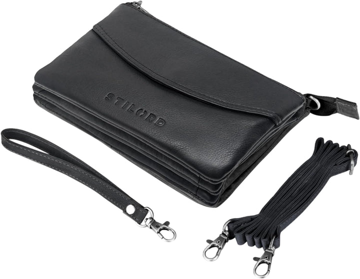 STILORD 'Merle' 3-in-1 Umhängetasche Handtasche Handgelenktasche Leder Elegante Damen Ledertasche mi
