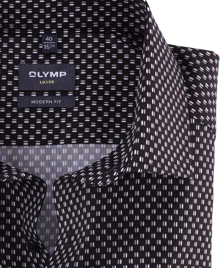 OLYMP Herren Businesshemd Langarm Luxor,Rotationsdruck,modern fit,Global Kent 37 Taupe 23, 37 Taupe