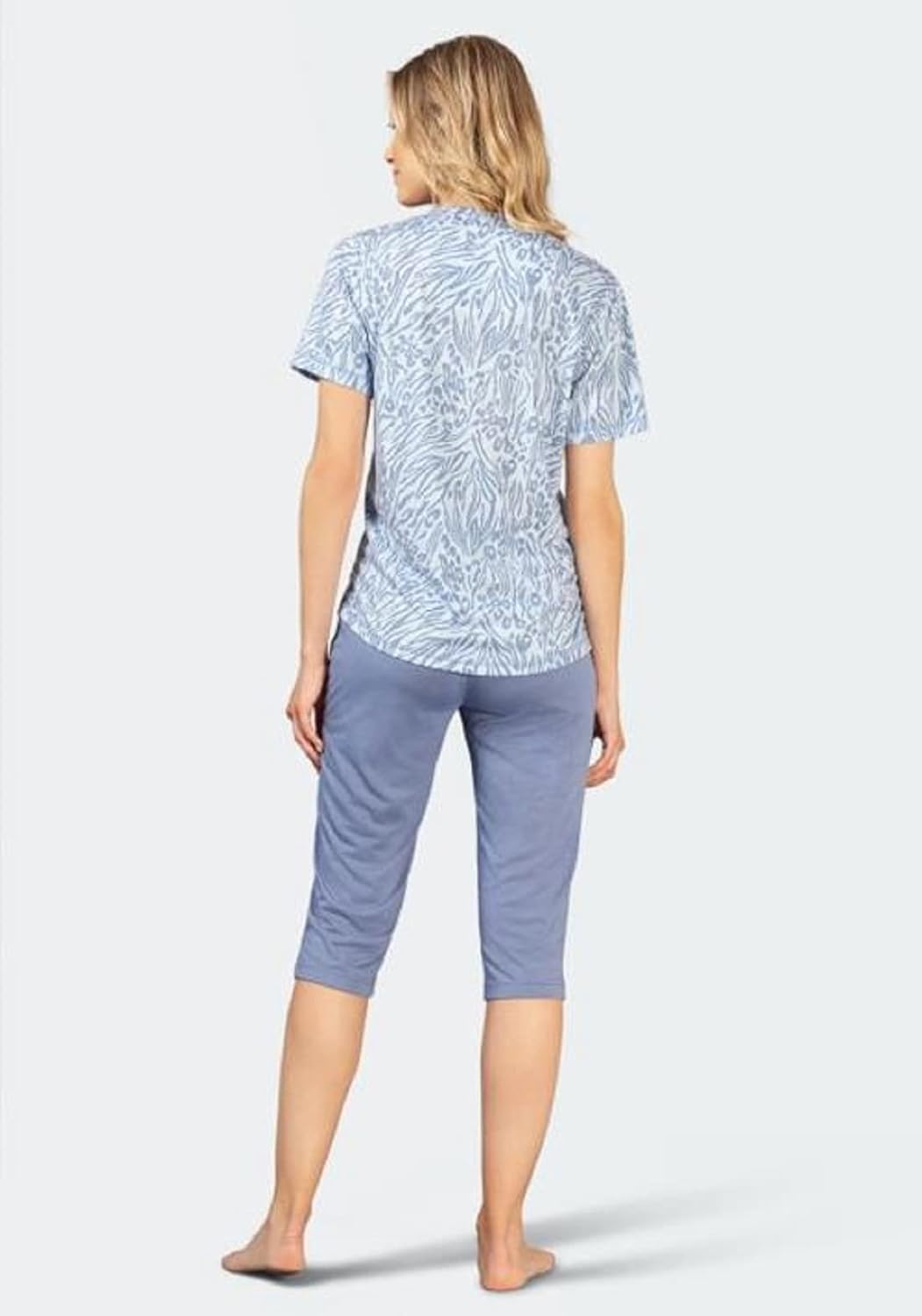 hajo Damen Capri Saz MODAL MIKROFASER Schlafanzug 44-46 Jeansmelange, 44-46 Jeansmelange