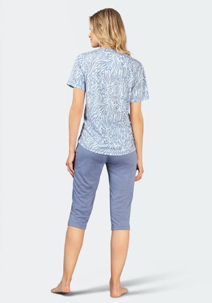 hajo Damen Capri Saz MODAL MIKROFASER Schlafanzug 44-46 Jeansmelange, 44-46 Jeansmelange