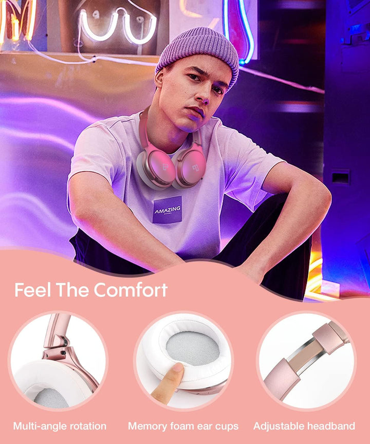 INFURTURE Noise Cancelling Kopfhörer, Roségold, Geräuschunterdrückung-Kopfhörer, Wireless, Bluetooth