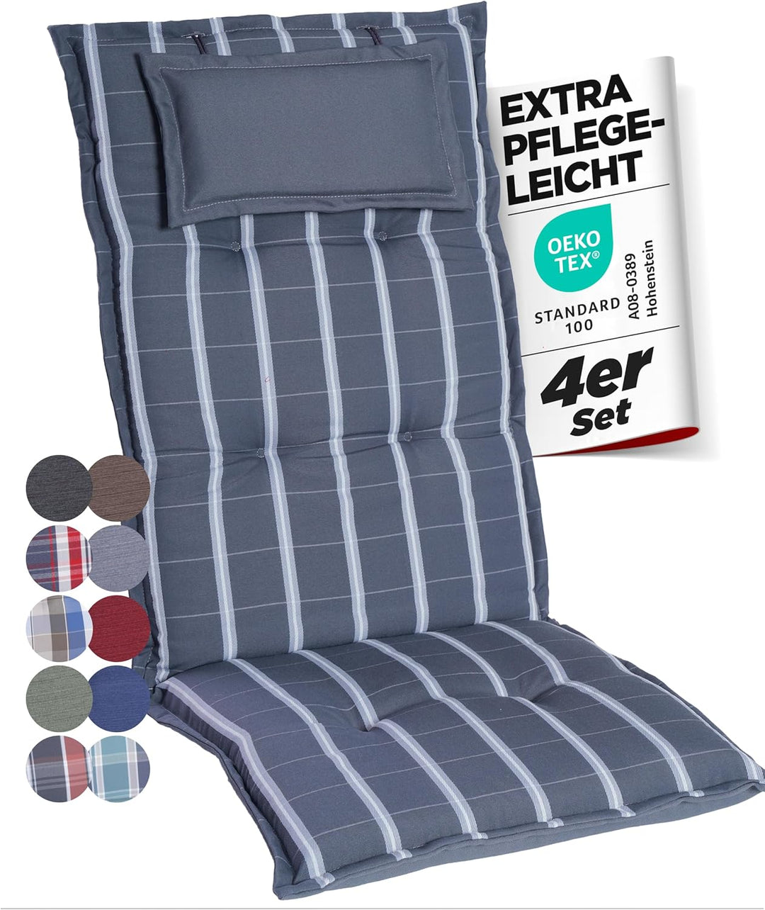 gardisun Gartenstuhlauflagen Hochlehner mit Kopfteil I Extra Dicke Sitzauflagen I Made in Europe I P