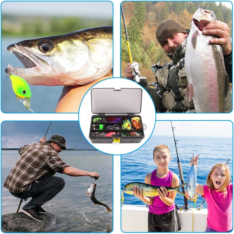 Leeko Angelköder, Spinner Angeln Set, Kunstköder Blinker Gummiköder für Hecht Forelle Zander