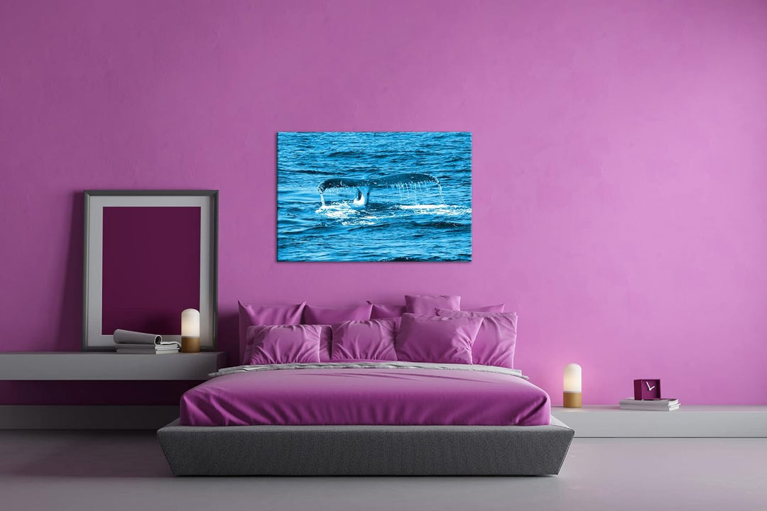 deyoli Schwanzflosse eines Wales Format 80x60 Effekt: Monocrome Blau als Leinwandbild, Motiv fertig