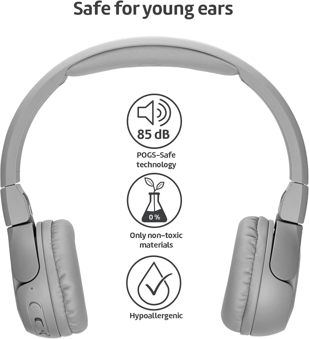 POGS Drahtloser Bluetooth Kinderkopfhörer | The Gecko 2 | Faltbarer robuster Kinderkopfhörer ab 3 Ja