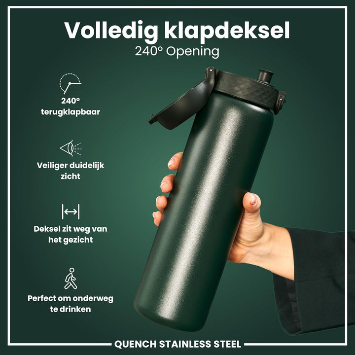 Ion8 1 Liter Edelstahl Trinkflasche, Auslaufsicher, Einhandöffnung, Sichere Verriegelung, Spülmaschi