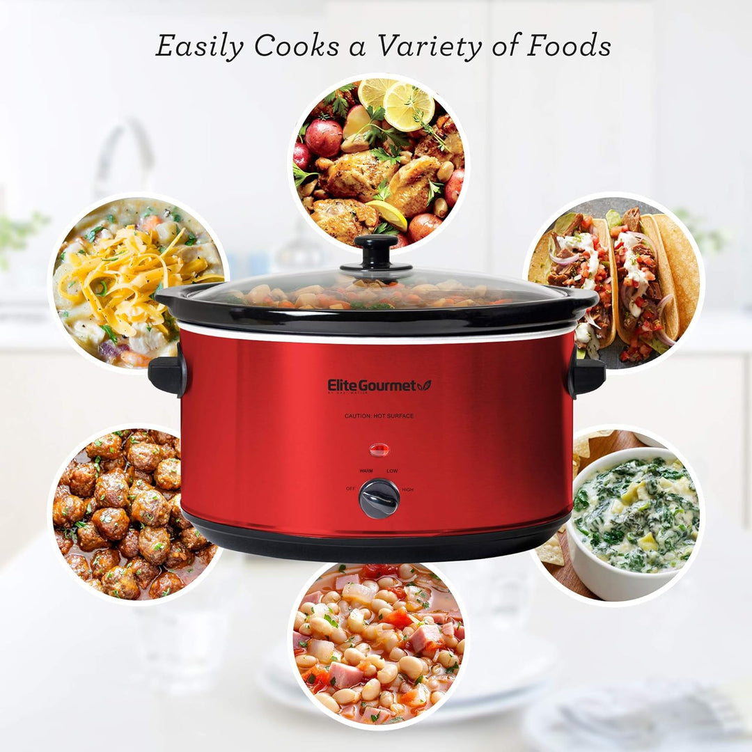 Elite Gourmet MST-900RXT Elektrischer XL-Jumbo-Schongarer aus Keramik, einstellbare Temperatur, Vors