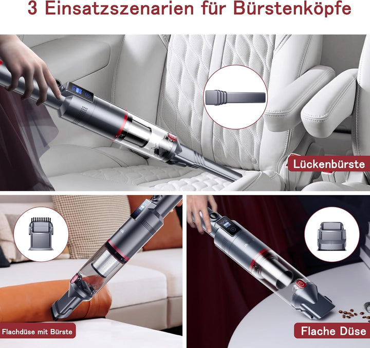 SmartAI Handstaubsauger, 17000Pa Mini LED Kabelloser Akku Handsauger, 30 Minuten Dauer Leicht Akkusa