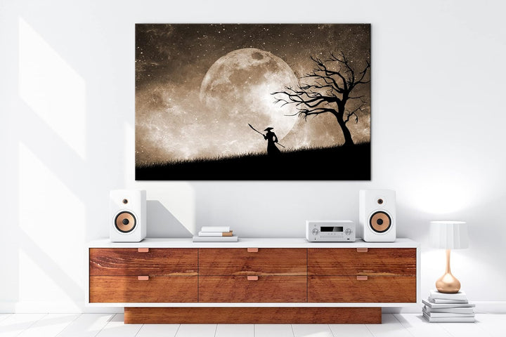 deyoli Samurai im Mondschein Format: 80x60 Effekt: Sepia als Leinwandbild, Motiv fertig gerahmt auf