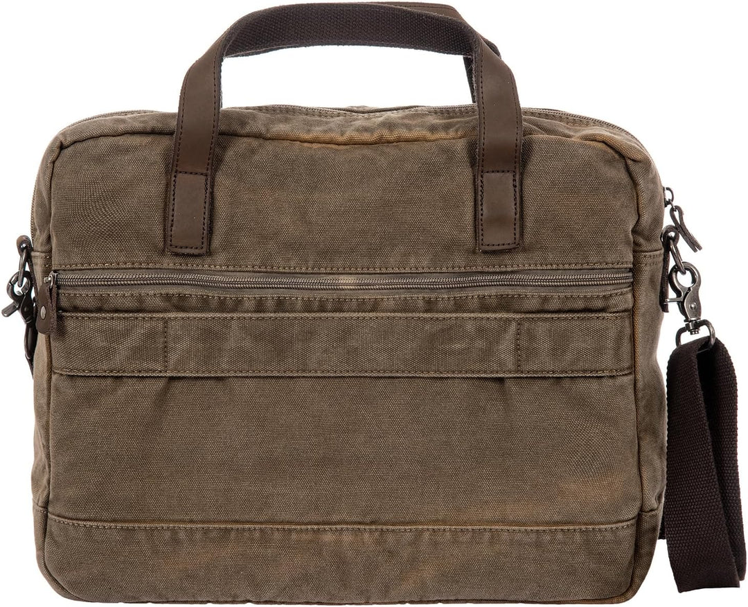 Avirex Ordner mit zwei Griffen aus Canvas und Rindsleder, gepolsterte Tasche für PC, 15,6 Zoll, mit