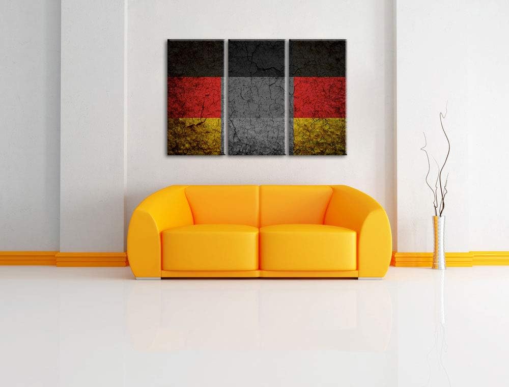 Fahne von Deutschland schwarz/weiss 3-Teiler Leinwandbild 120x80 Bild auf Leinwand, XXL riesige Bild