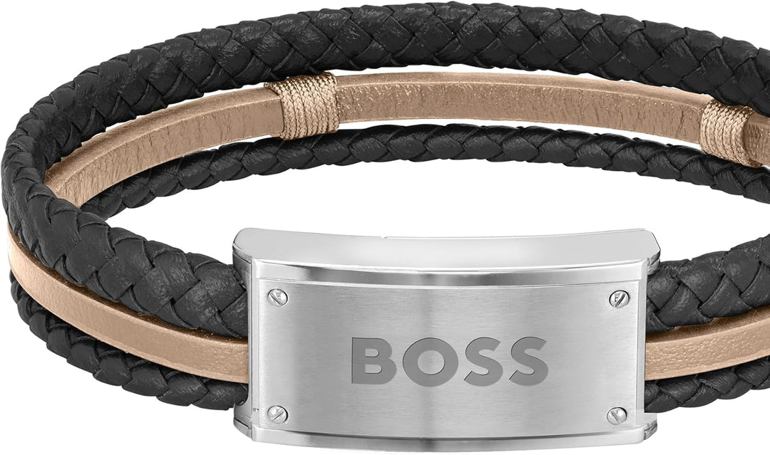 BOSS Jewelry Lederarmband für Herren Kollektion GALEN Beige, Beige