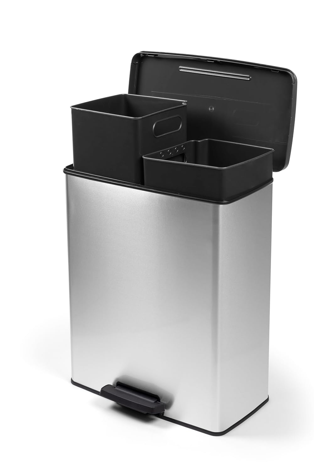 CURVER DECO DUO BIN Mülleimer, Kunststoff, Silber metallic, 2 x 26 L