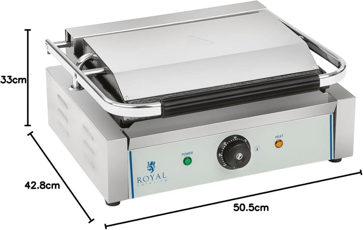Royal Catering RCKG-2200-G Kontaktgrill Elektrogrill Panini Grill (2200 W, 230 V, Fettauffangschale,