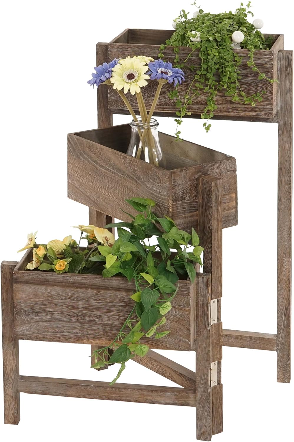 Mendler Pflanzregal T275, Standregal Blumenständer Pflanzkasten, 65x108x15cm, Holz Shabby-Look Vinta