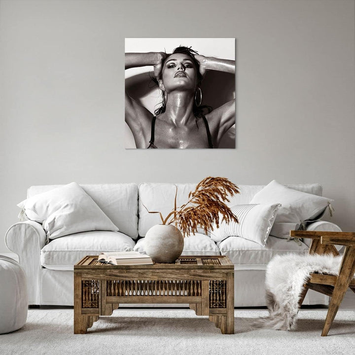 ARTTOR Bilder auf Leinwand Frau Eleganz Sommer nass Leinwandbild 60x60cm Wandbilder Dekoration Wohnz