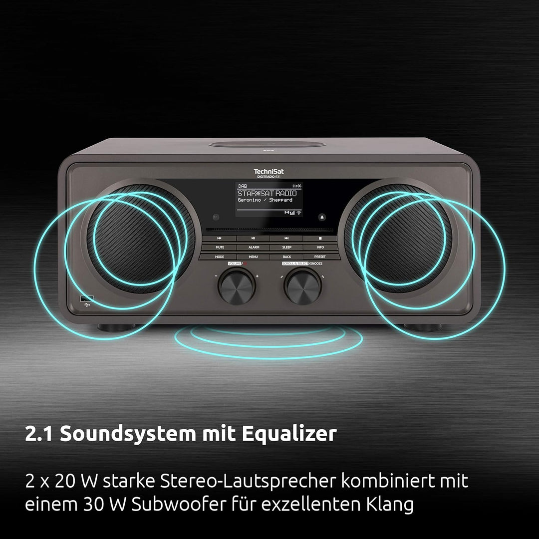 TechniSat DIGITRADIO 631 - Stereo Internetradio (DAB, UKW, 70 Watt 2.1 System m. Subwoofer, CD, USB,