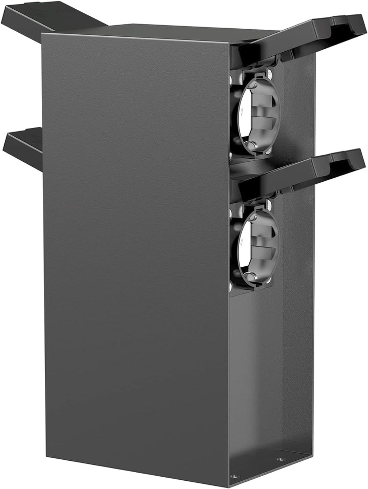 ledscom.de Garten Steckdosensäule POMI für aussen, IP44, 4-fach, anthrazit, eckig, 23 cm 1 Stück (1e