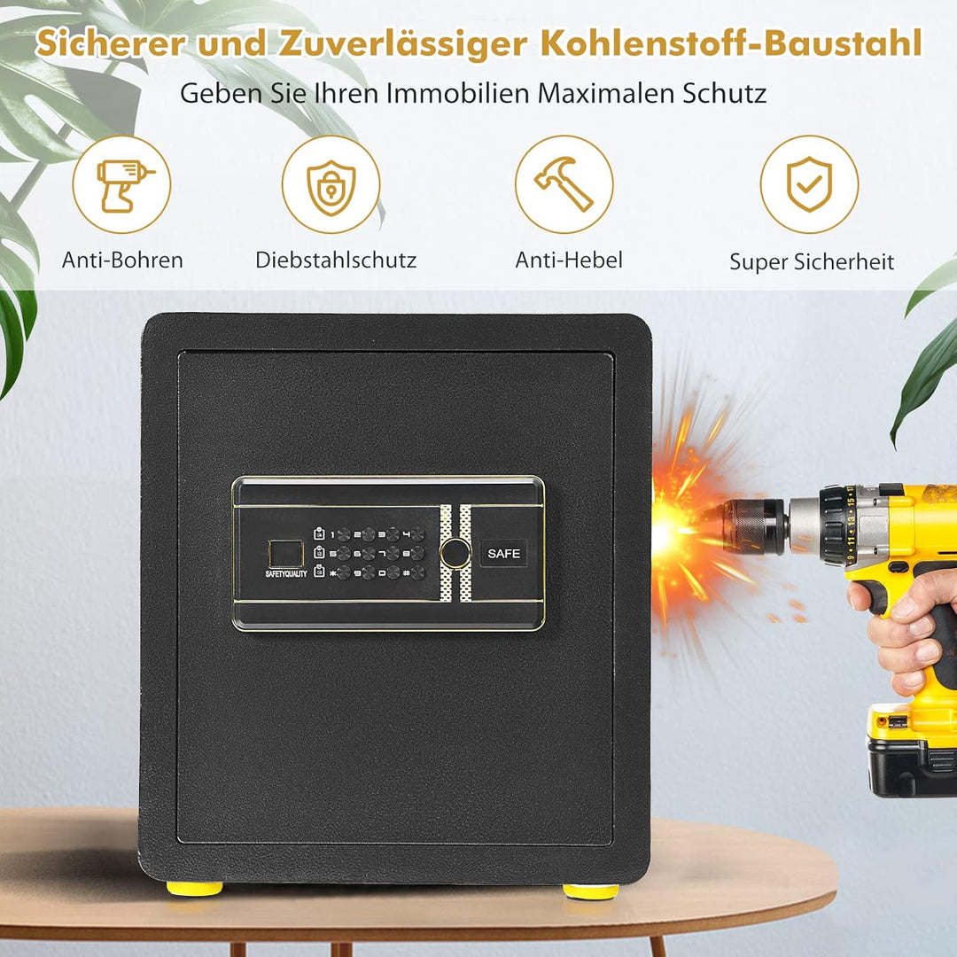 COSTWAY 45L Elektronik Safe Tresor mit Zahlenschloss | inkl. 2 Master-SchlĂŒssel und 2 NotschlĂŒssel |