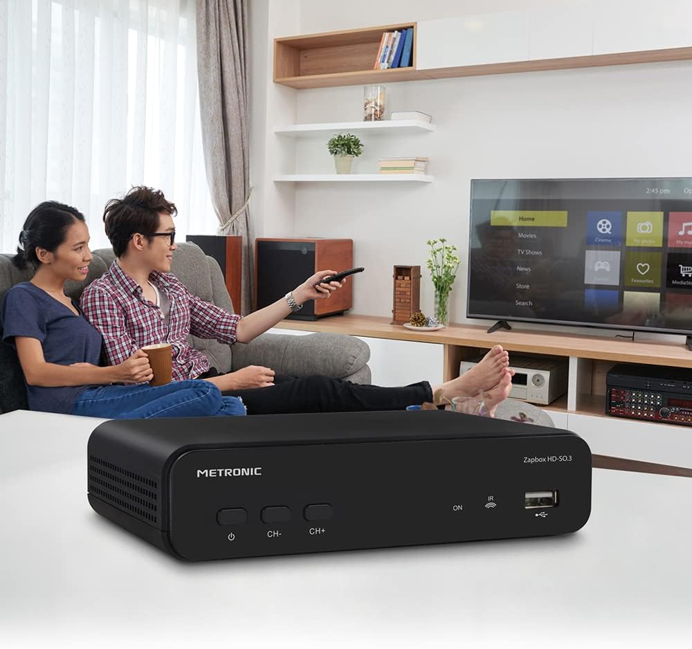 Metronic TNT Zapbox HD-So.3 Decoder mit USB-Port, Schwarz Einfacher TNT-Tuner, Einfacher TNT-Tuner