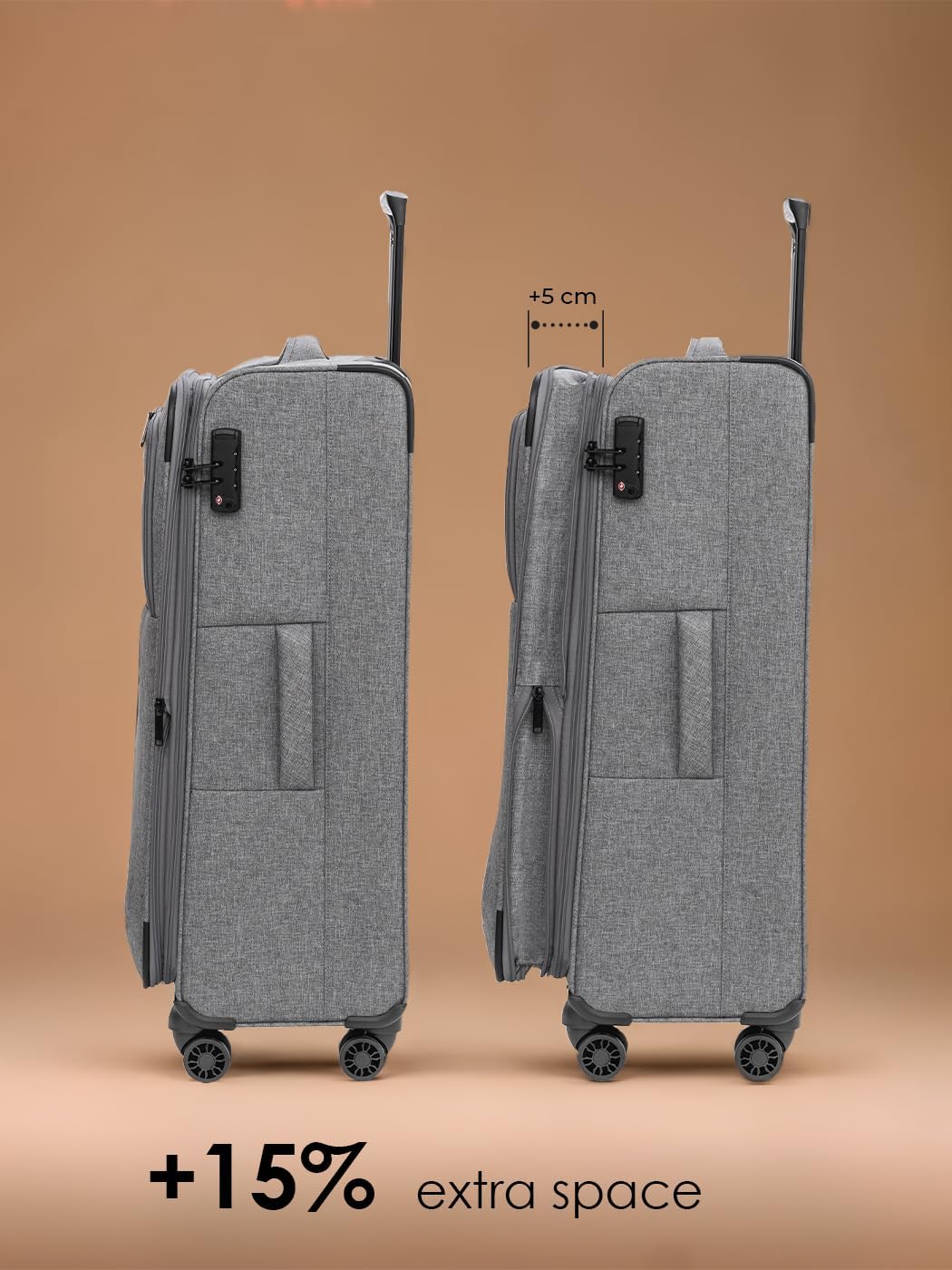 REDOLZ grosser Weichschalen Koffer für Damen & Herren | Leichter Trolley 77 cm mit 4 Doppelrollen &