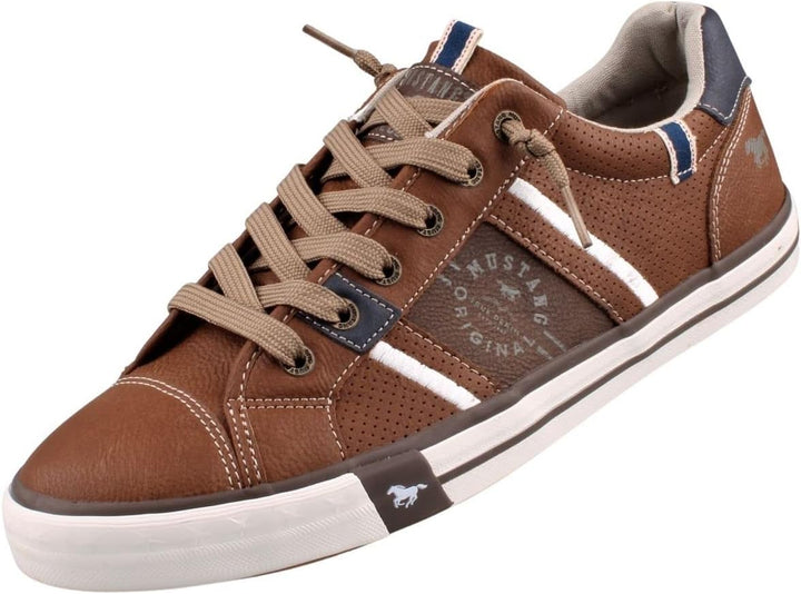 MUSTANG Herren Sneaker Schnürhalbschuh 48 EU Cognac, 48 EU Cognac
